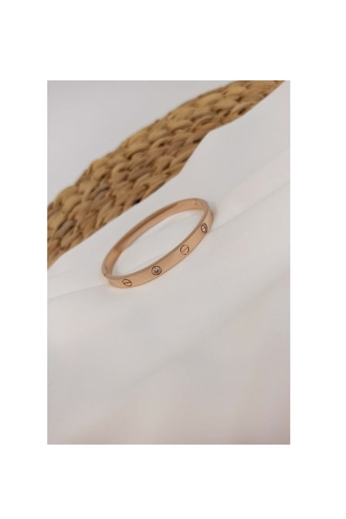 JEWELRY Zirkon Taşlı Paslanmaz Çelik Bileklik Bilezik 18 Cm