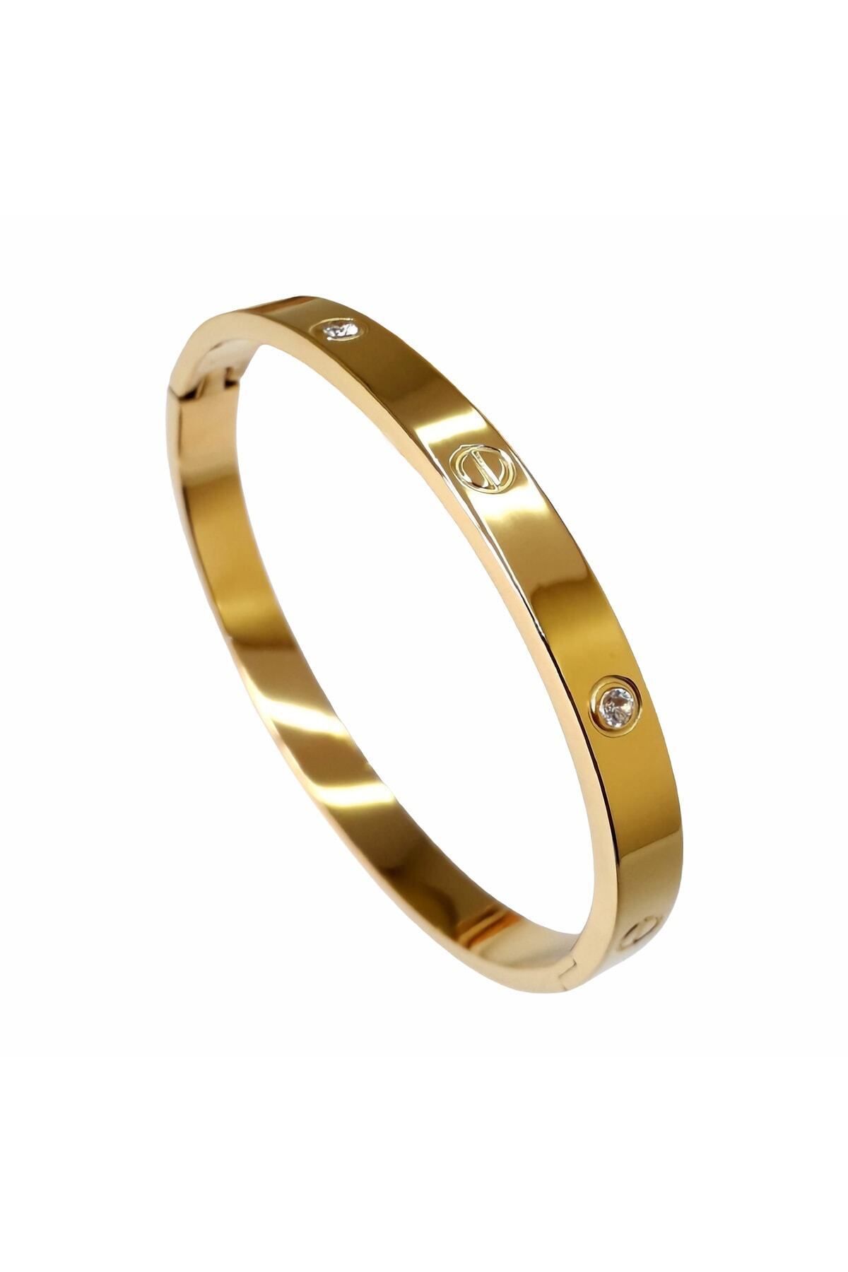 JEWELRY Kadın Altın Renk Çelik Kelepçe Bileklik