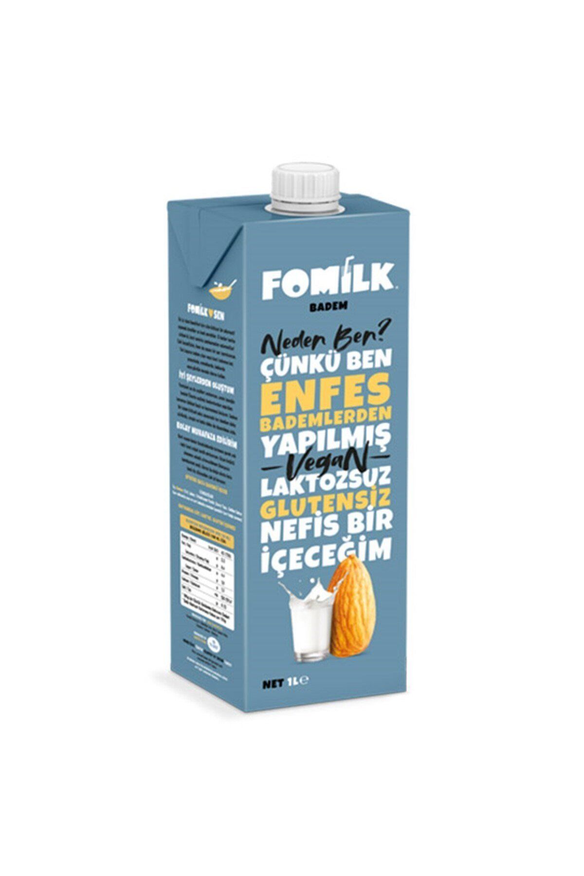 Fomilk Badem Sütü 1 L Glutensiz Bitkisel Bazlı Laktozsuz Vegan