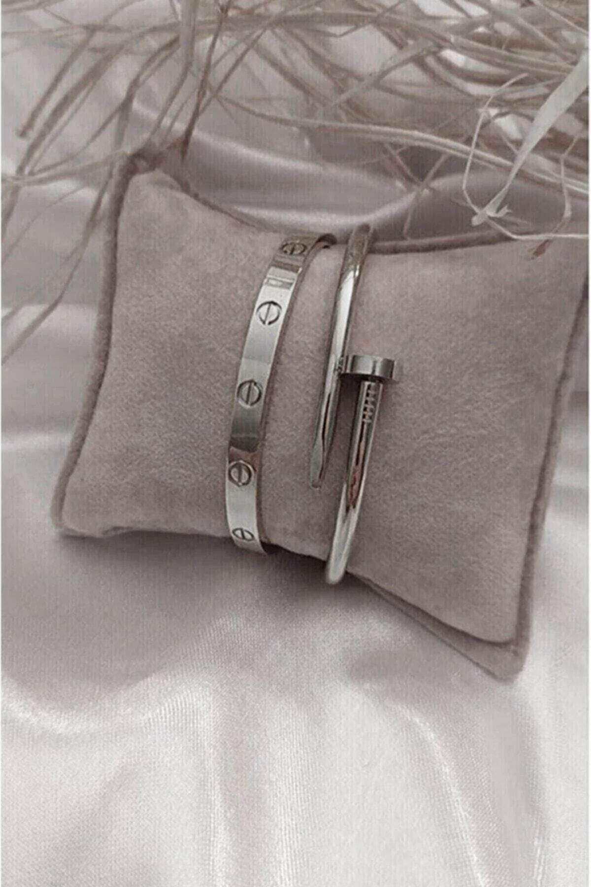 X-Lady Accessories Eserli Shop Çivi Ve Çelik Bileklik Set ElvnçcbçXL