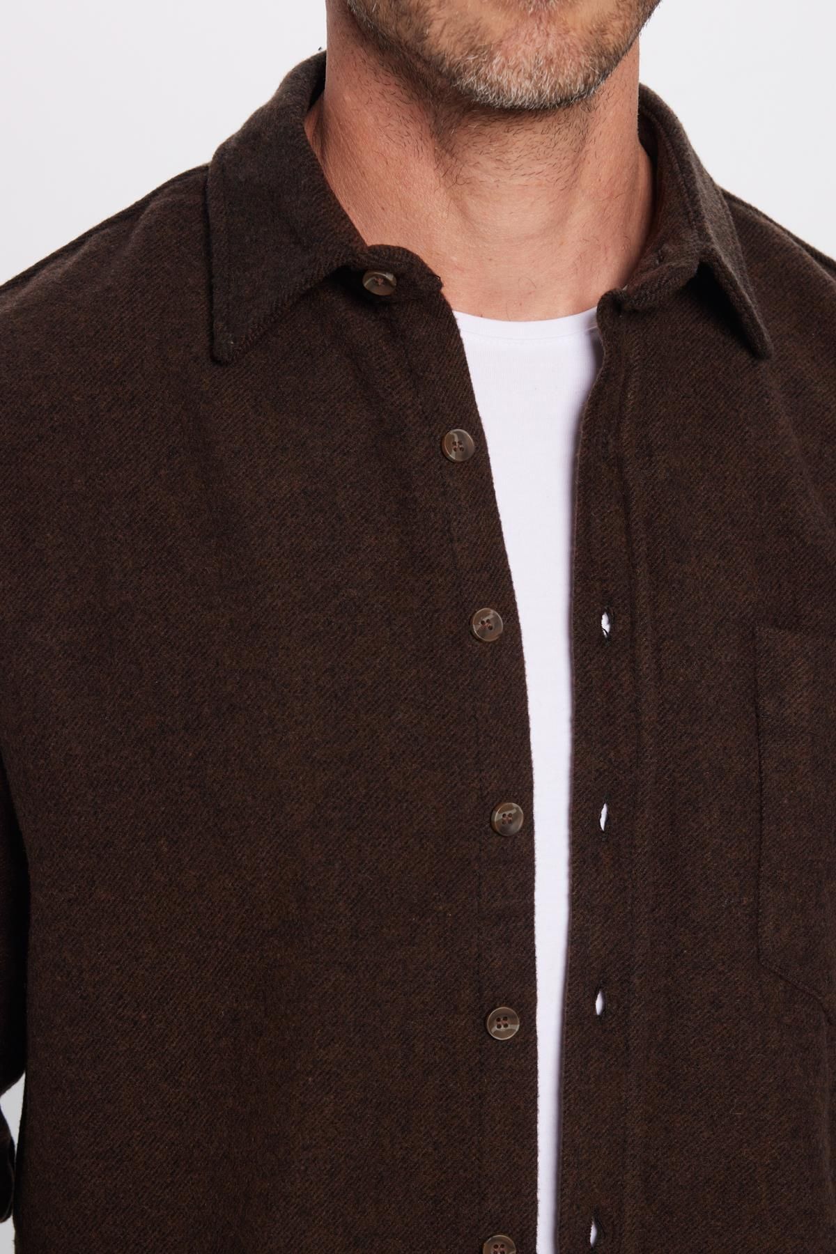 Tudors-Men's Classic Fit Regular Cut Lumberjack Single Pocket Brown Plain Winter Shirt 3