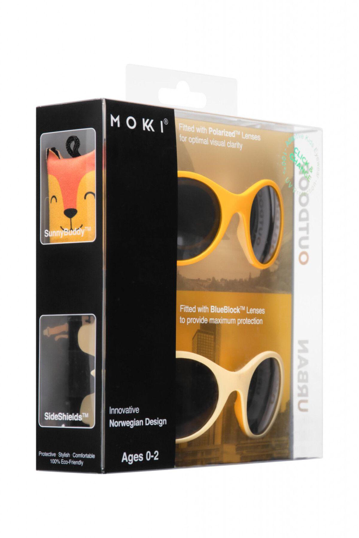 OEM-MOKKI Click & Change Kindersonnenbrille, UV-Schutz, gelb, 0-2 Jahre, 2er-Set 4