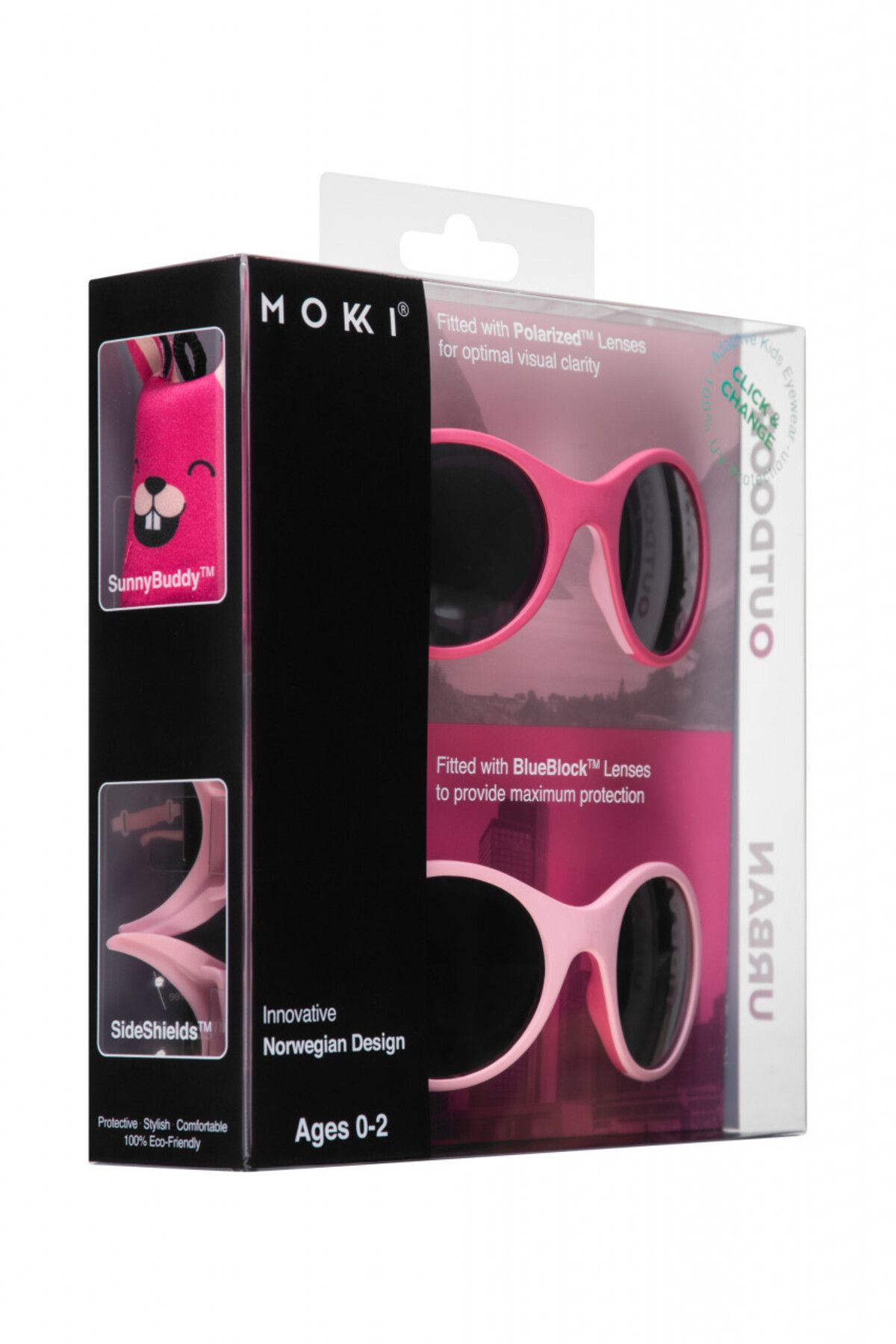 OEM-MOKKI Click & Change Kindersonnenbrille, UV-Schutz, rosa, 0-2 Jahre, 2er-Set 4