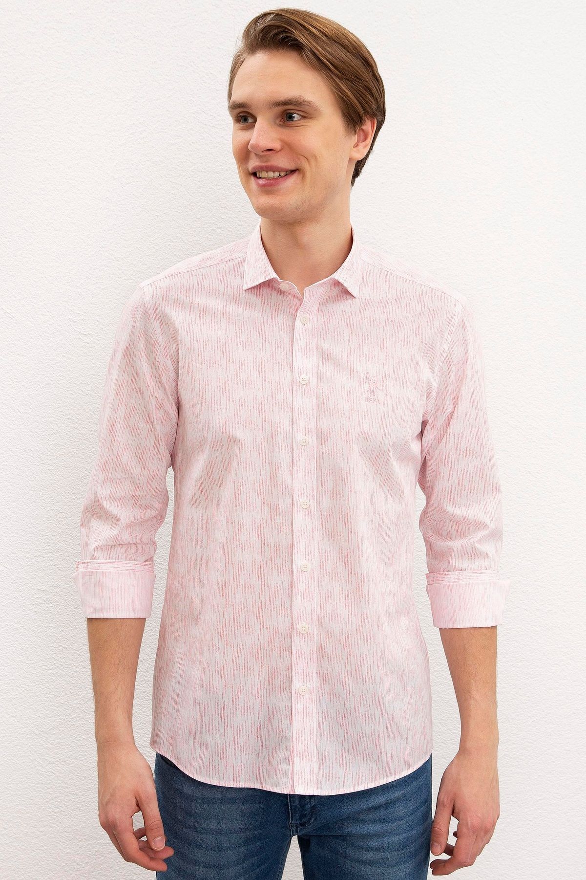 BASE. POLO. ASSN. پیراهن قرمز مردانه آستین بلند 50200437 U.S. Polo Assn.