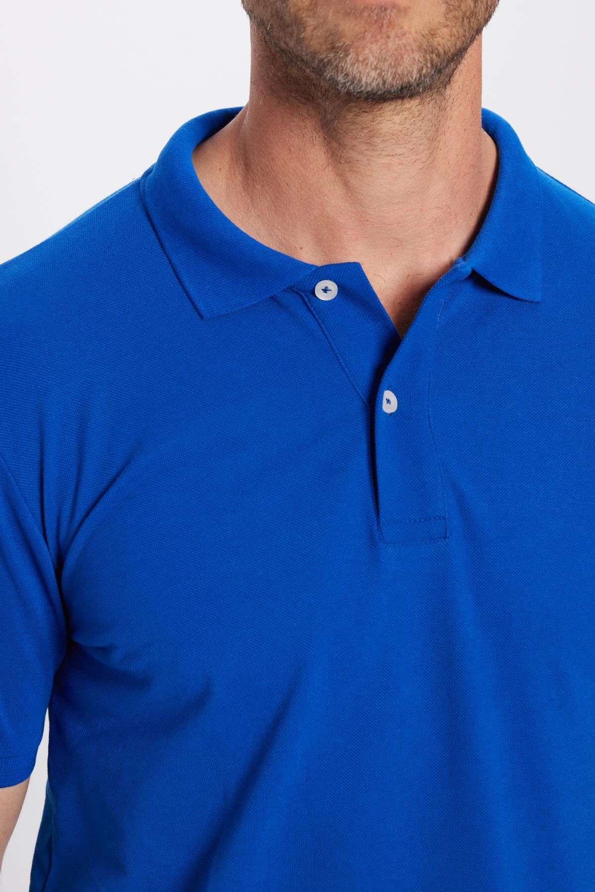 Tudors-Herren-T-Shirt aus Baumwolle mit Polokragen und schmaler Passform von Saks Blue – kühlender Stoff 3