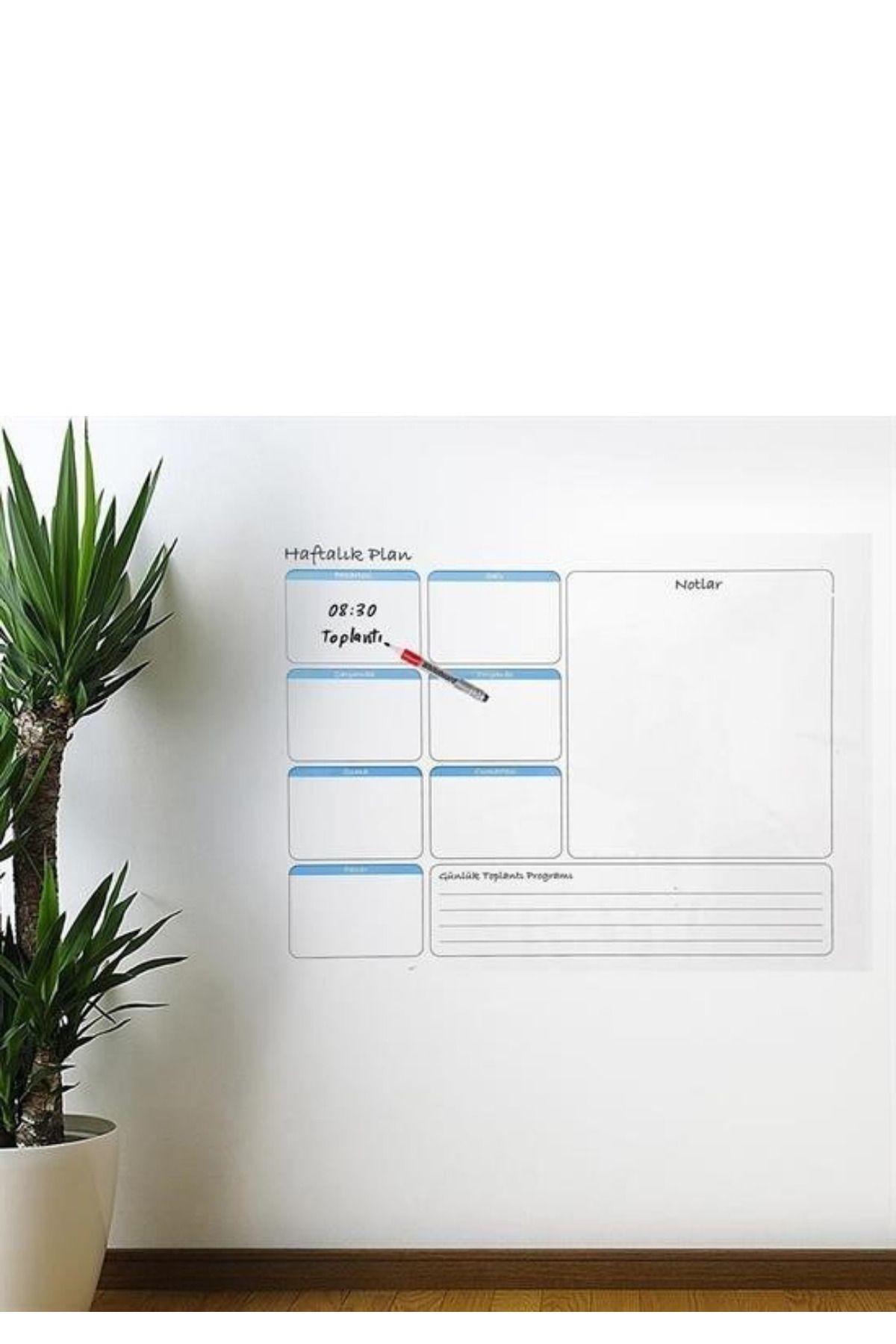 Kendinden Manyetik Yapışkanlı | 1 Haftalık Program Planlayıcı | Silinebilir Sticker Takvim - 3