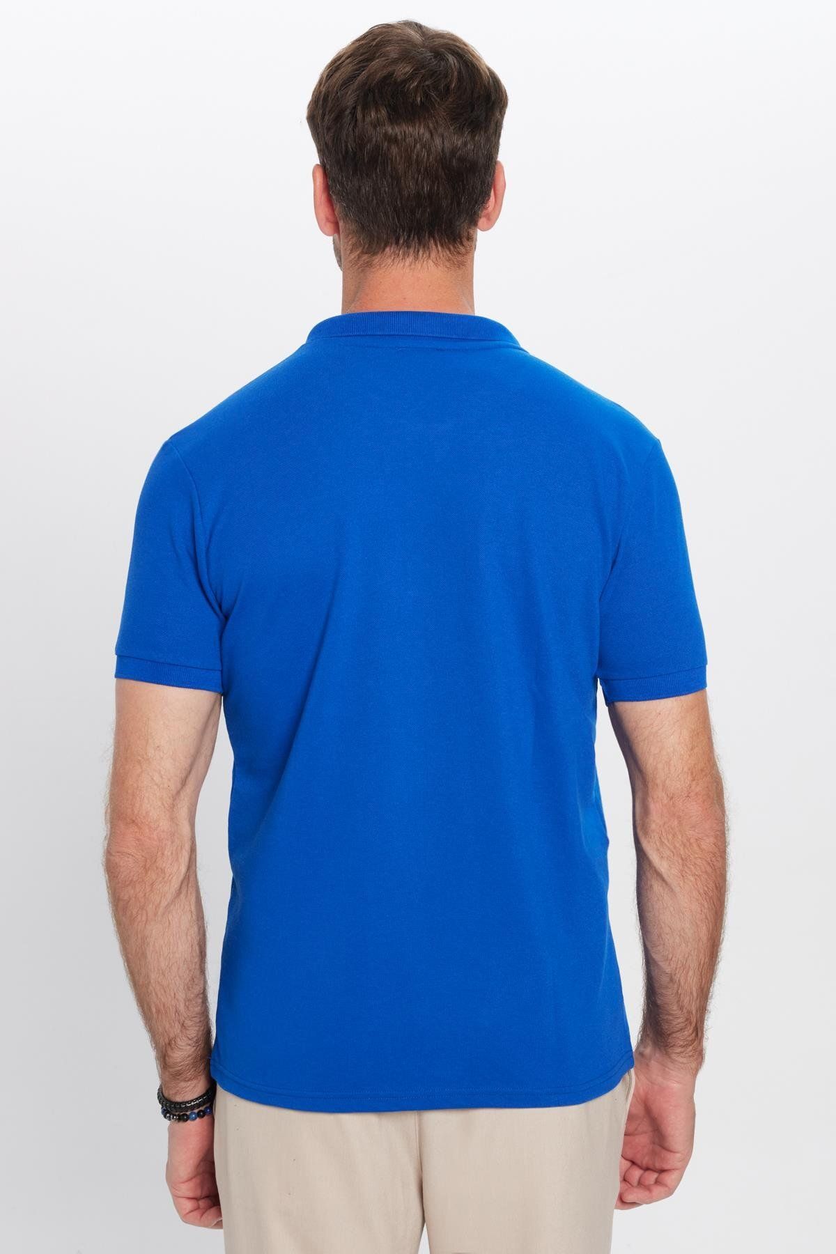 Tudors-Herren-T-Shirt aus Baumwolle mit Polokragen und schmaler Passform von Saks Blue – kühlender Stoff 5