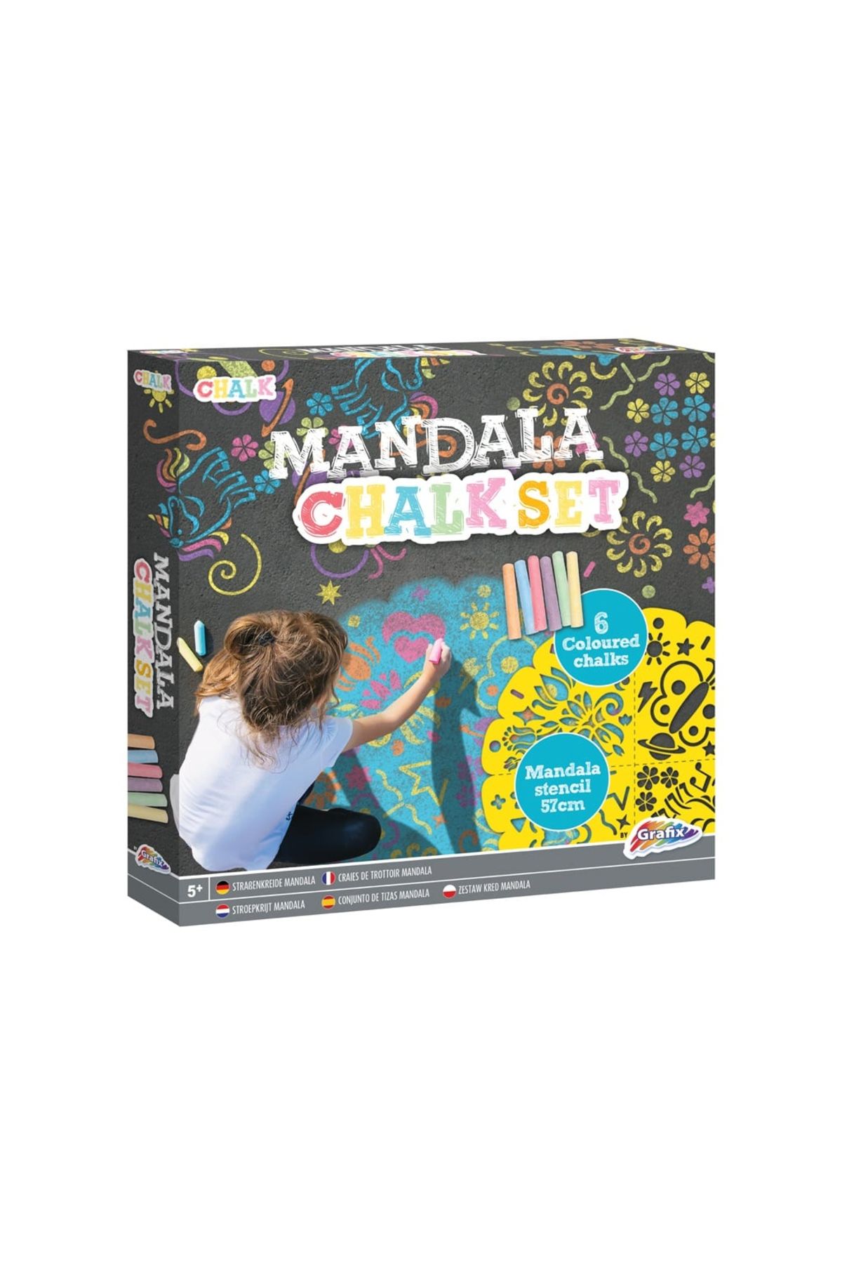 GRAFİX-Set DIY, cu sablon XXL si creta colorata de exterior, Mandala, Grafix 1