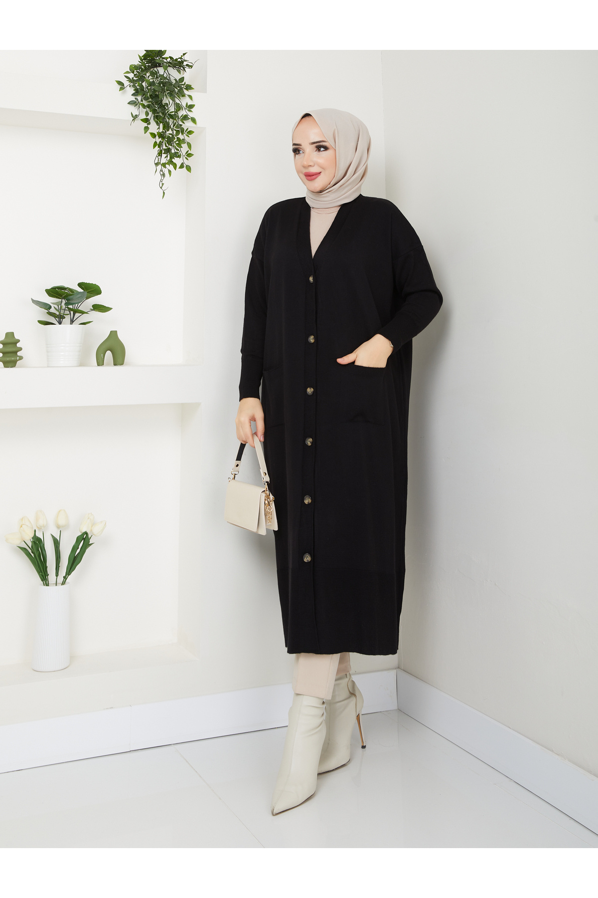 MODAMÜNASİP  Harika Yumuşacık Hafif Yarasa Kol Triko Hırka - Görsel 5