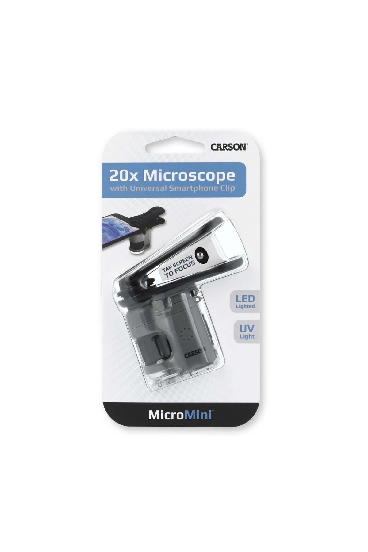 Carson-Pocket microscope with smartphone adapter, 20x magnification, MicroMini 6