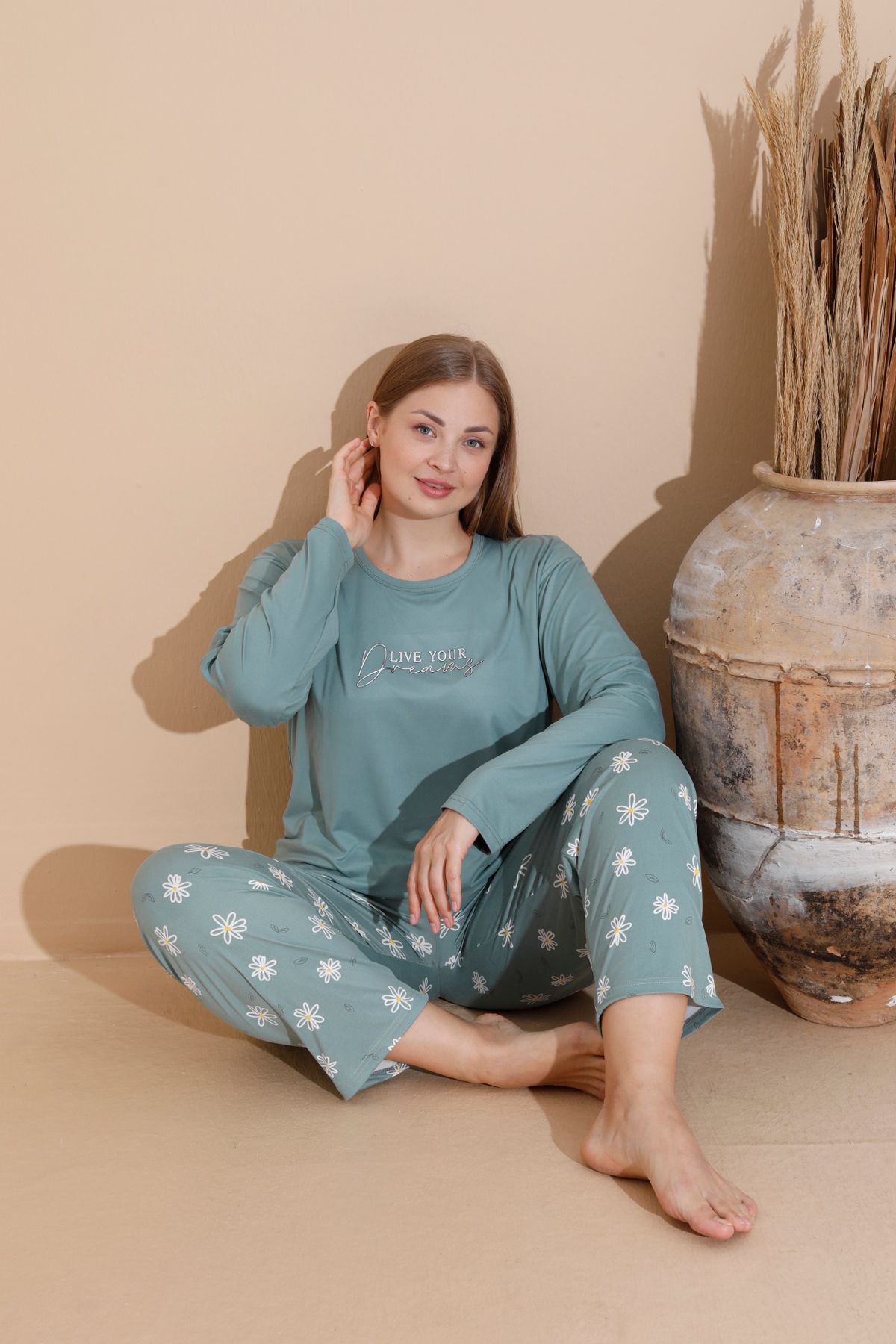 SEBOTEKS-Soft Textured Milan Fabric Large Size Women's Sleepwear Suit 11700 3