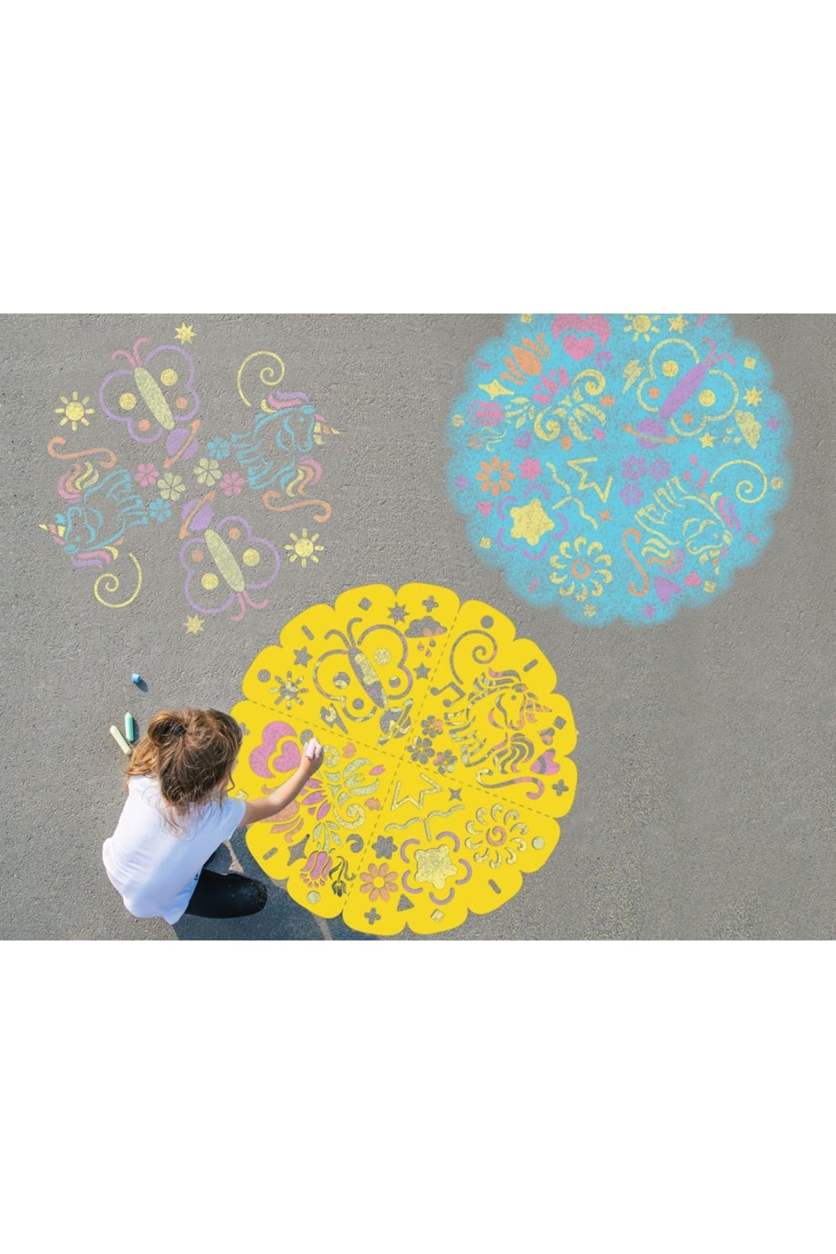 GRAFİX-Set DIY, cu sablon XXL si creta colorata de exterior, Mandala, Grafix 4