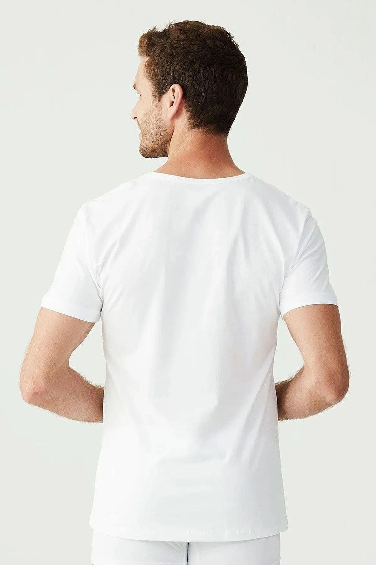 U.S. Polo Assn.-BAZA. Polo Assn. 90001 Tricou alb pentru bărbați, bumbac, mărime mare, 2 piese, cu decolteu în V 2