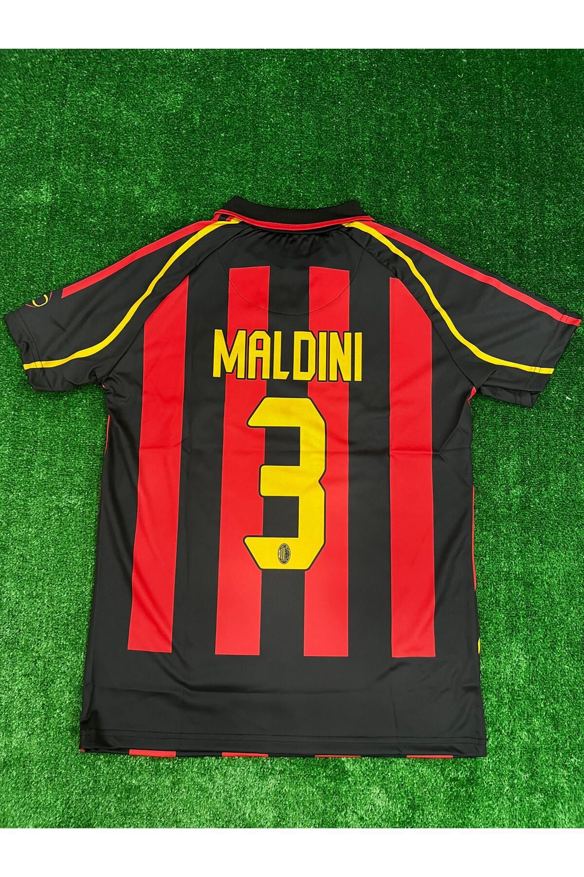 جانجون ستار-قميص Paolo Maldini Retro ACMilan الأسطوري باللون الأحمر والأسود 1