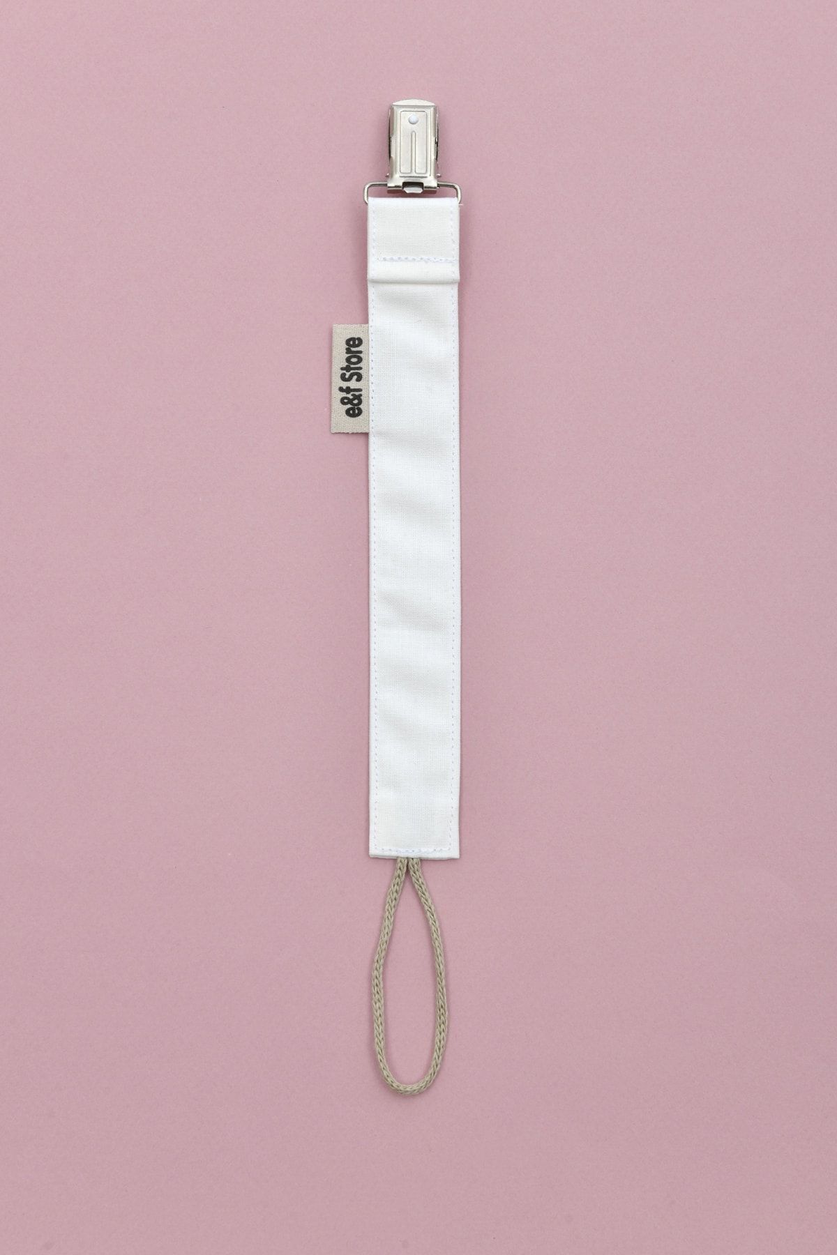 e&f Store Sertifikalı Bebek Emzik Askısı - Bebek Emzik Zinciri - Beyaz fotoğrafı 3 (önizleme)