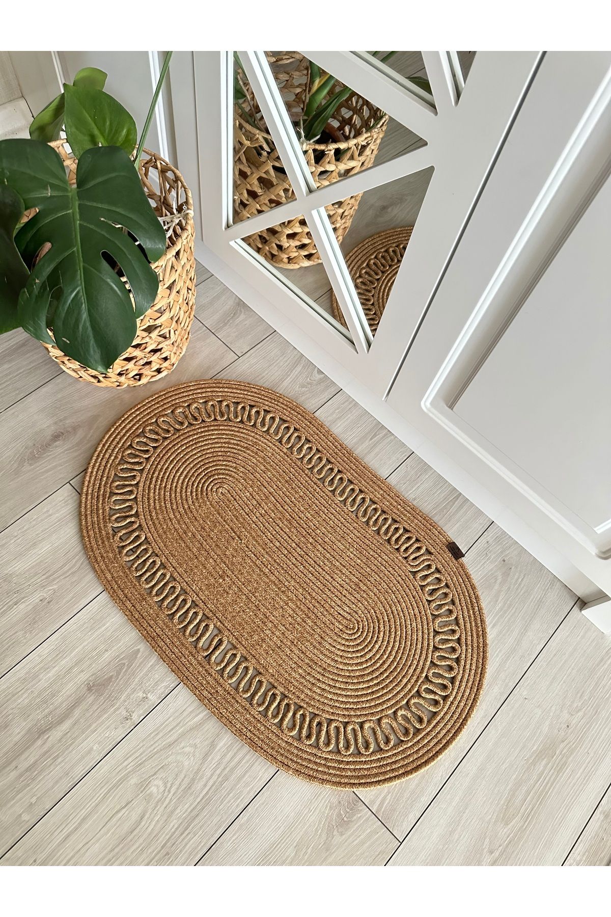 ERSU AHAT HOME DESİGN EA-Wicker Patterned Jute Mat - Door, Bathroom, Balcony Carpet 3