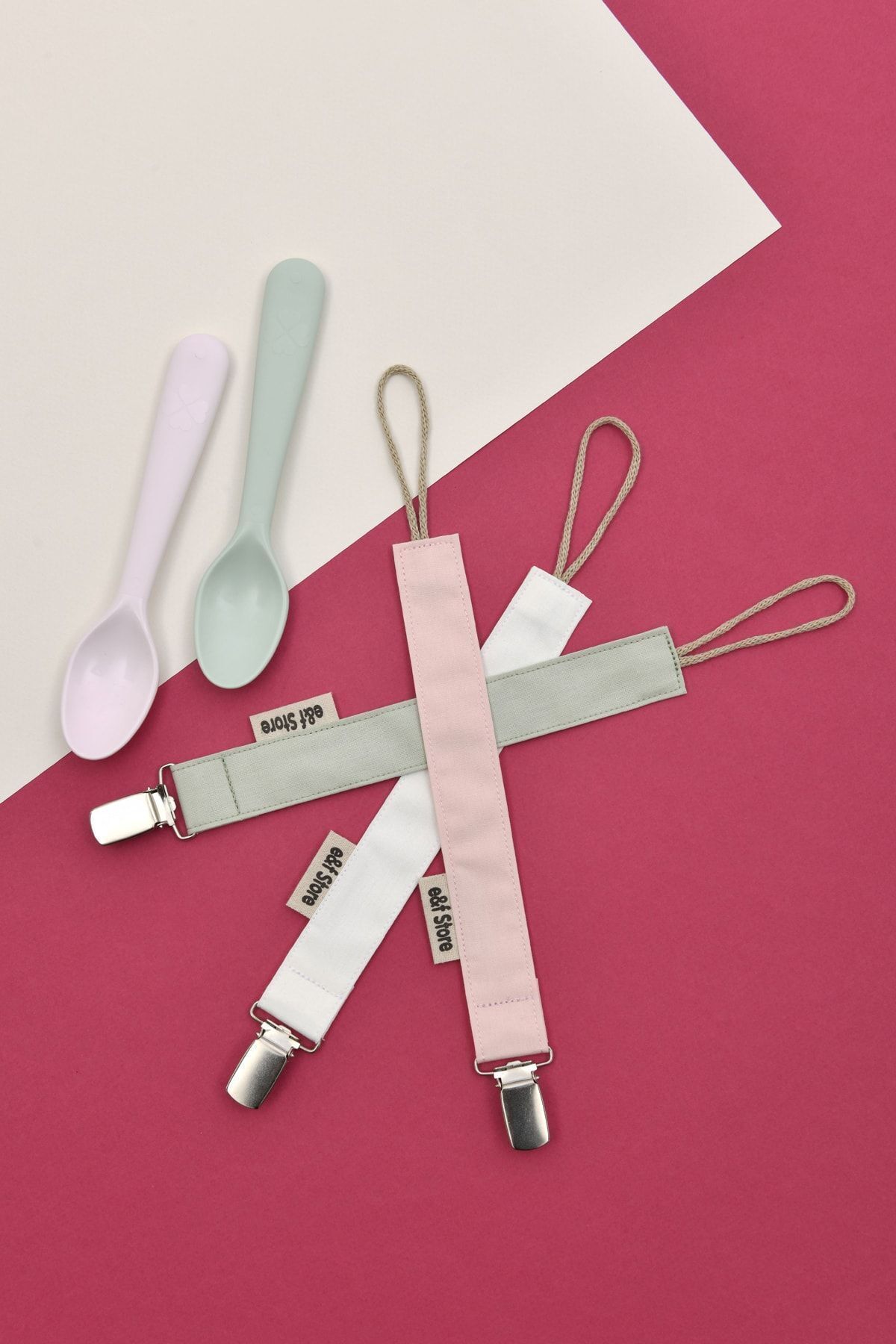 e&f Store Sertifikalı Bebek Emzik Askısı - Bebek Emzik Zinciri - Beyaz fotoğrafı 4 (önizleme)