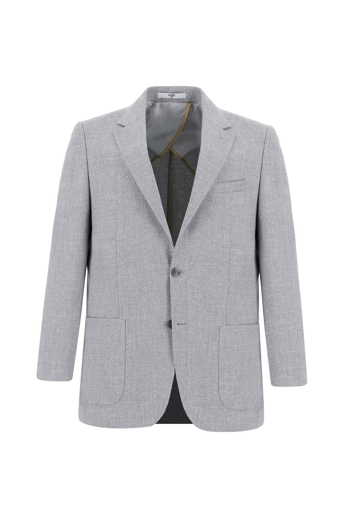 Kiğılı-Comfortable Cut Patterned Linen Jacket - Relax Fit 1