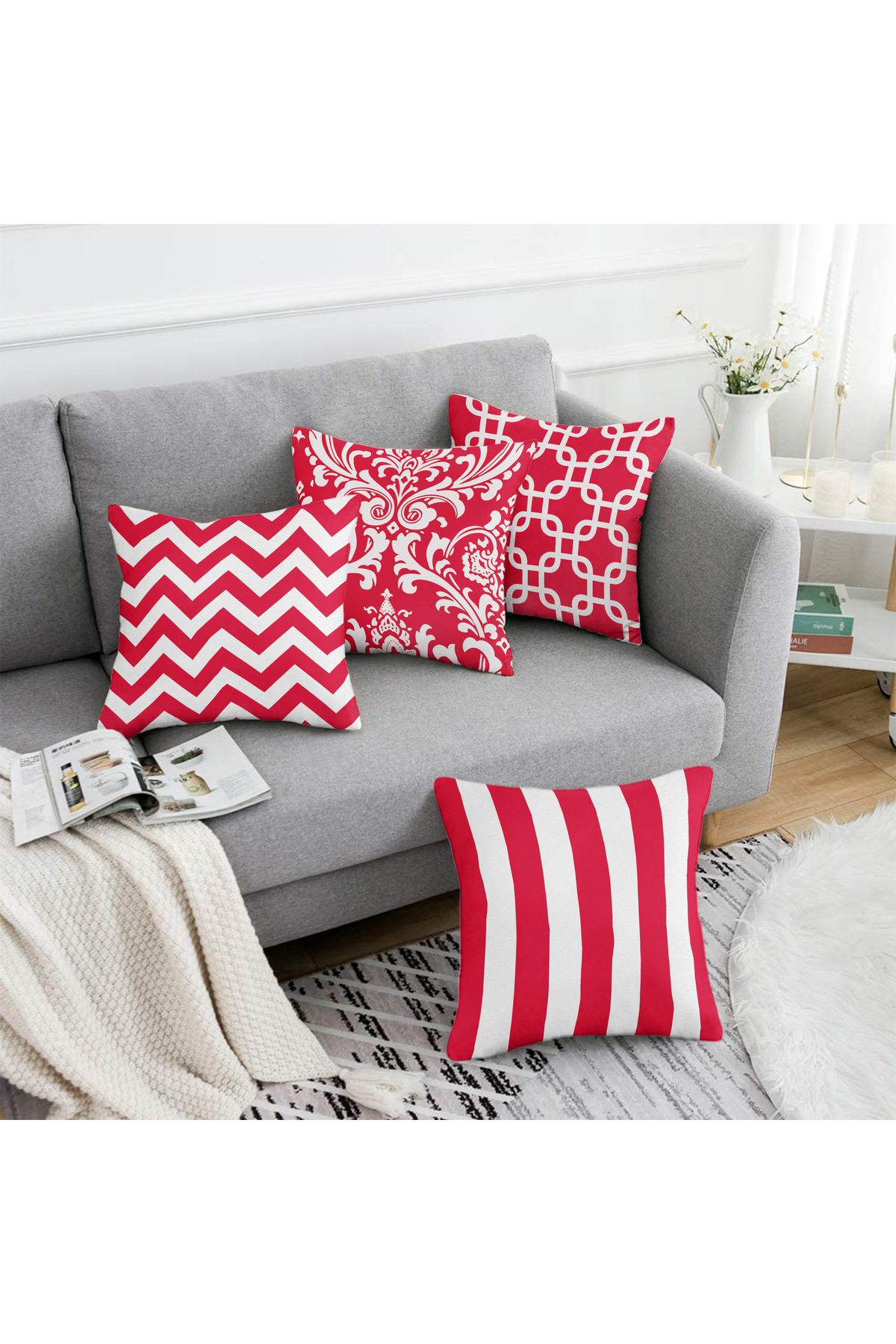 Realhomes-Double Sided Special Design 4-Piece Throw Pillow Cover Set 40X40-45X45-55X55Cm 2