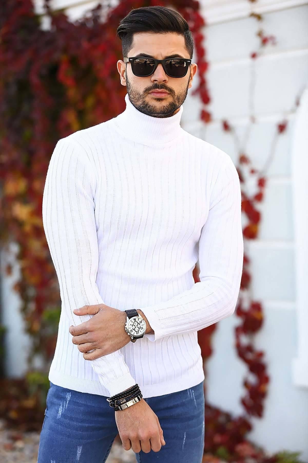 Lonca Tekstil-Men's High Top Knitwear Ribbed Knit Sweater 2