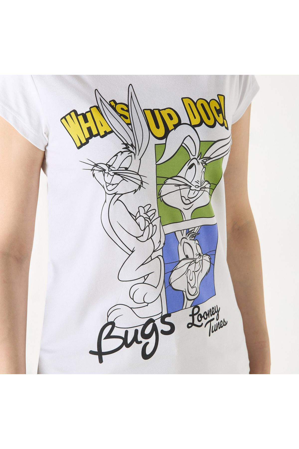 SP Characters-Bugs Bunny Print Crew Neck T-shirt with Short Sleeves 4