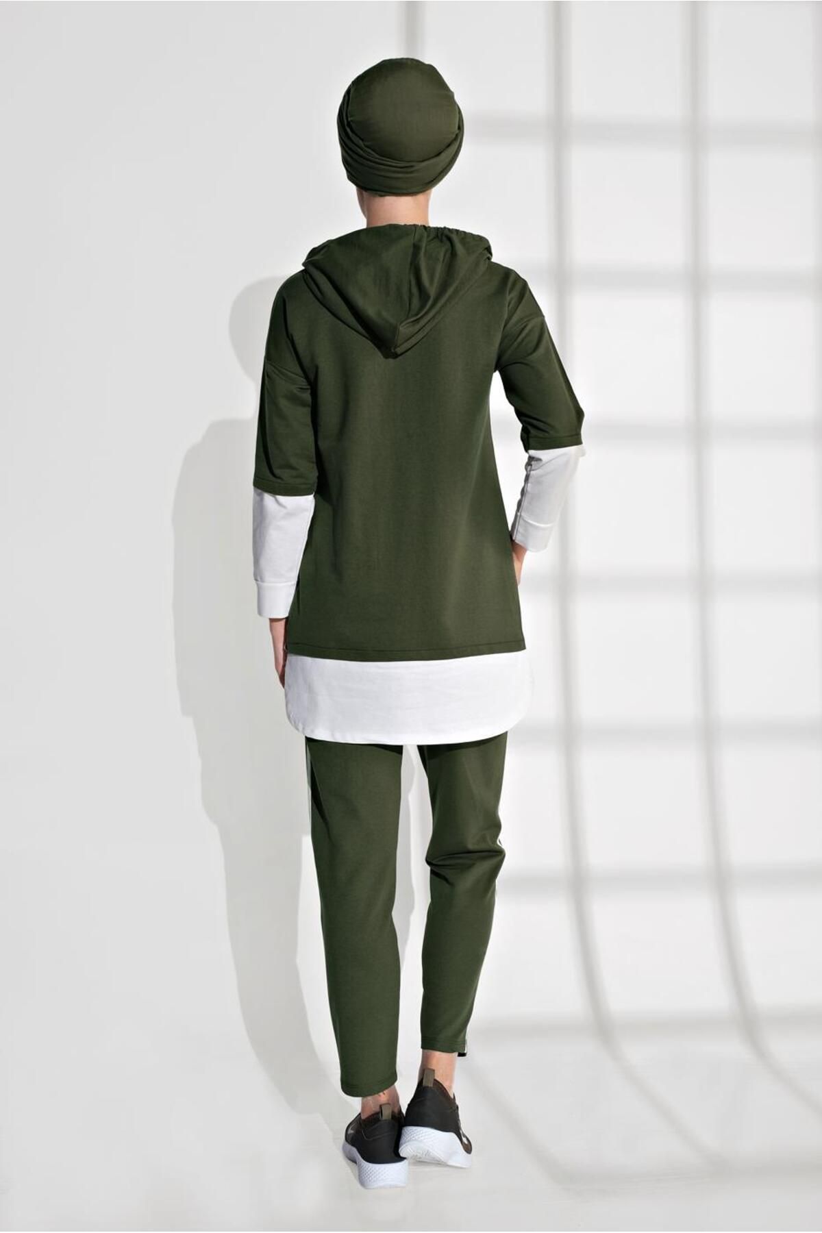 TRENDTESETTÜR-Women's Khaki Piece Detailed Tracksuit Set 8202 4