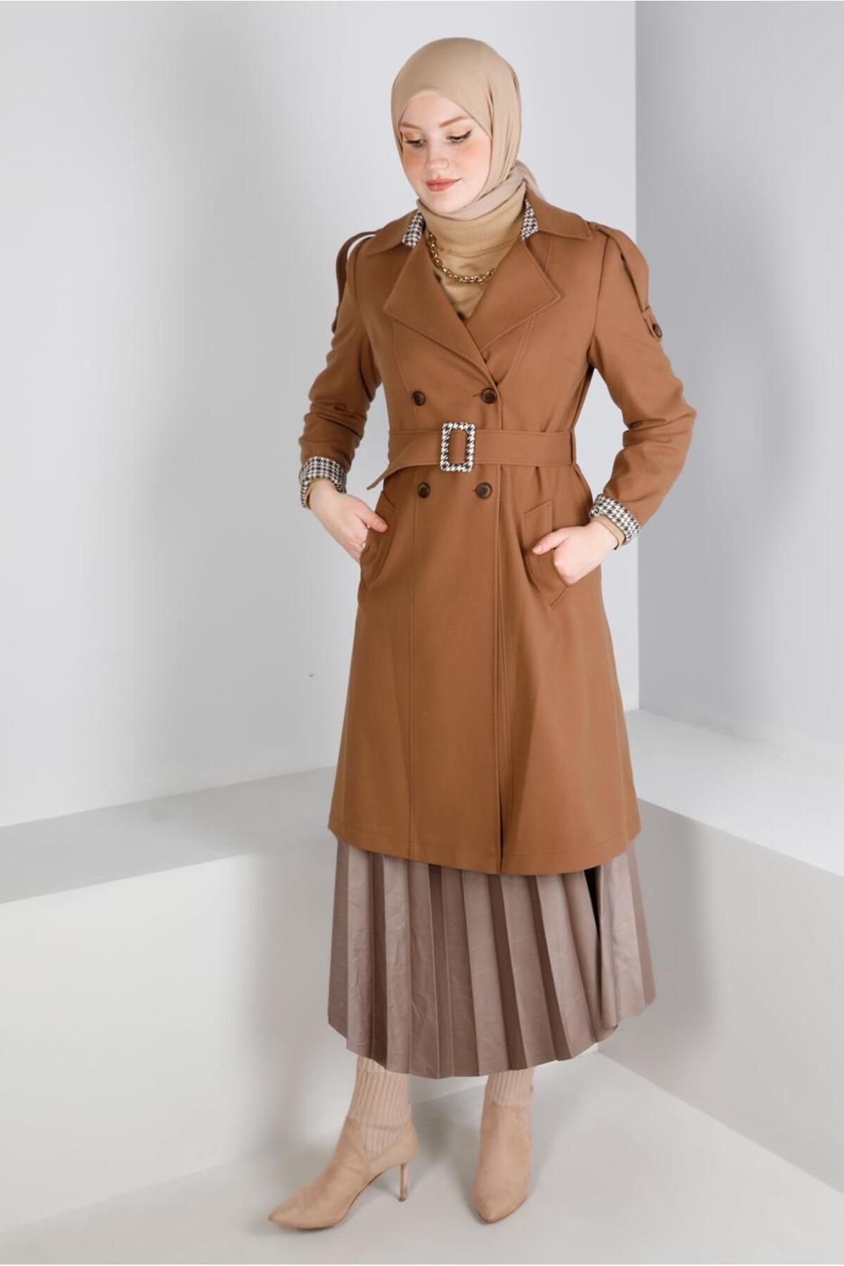 Alvina-PUMPY PATTERN DETAIL BUTTONED TRENCH COAT 10680 3