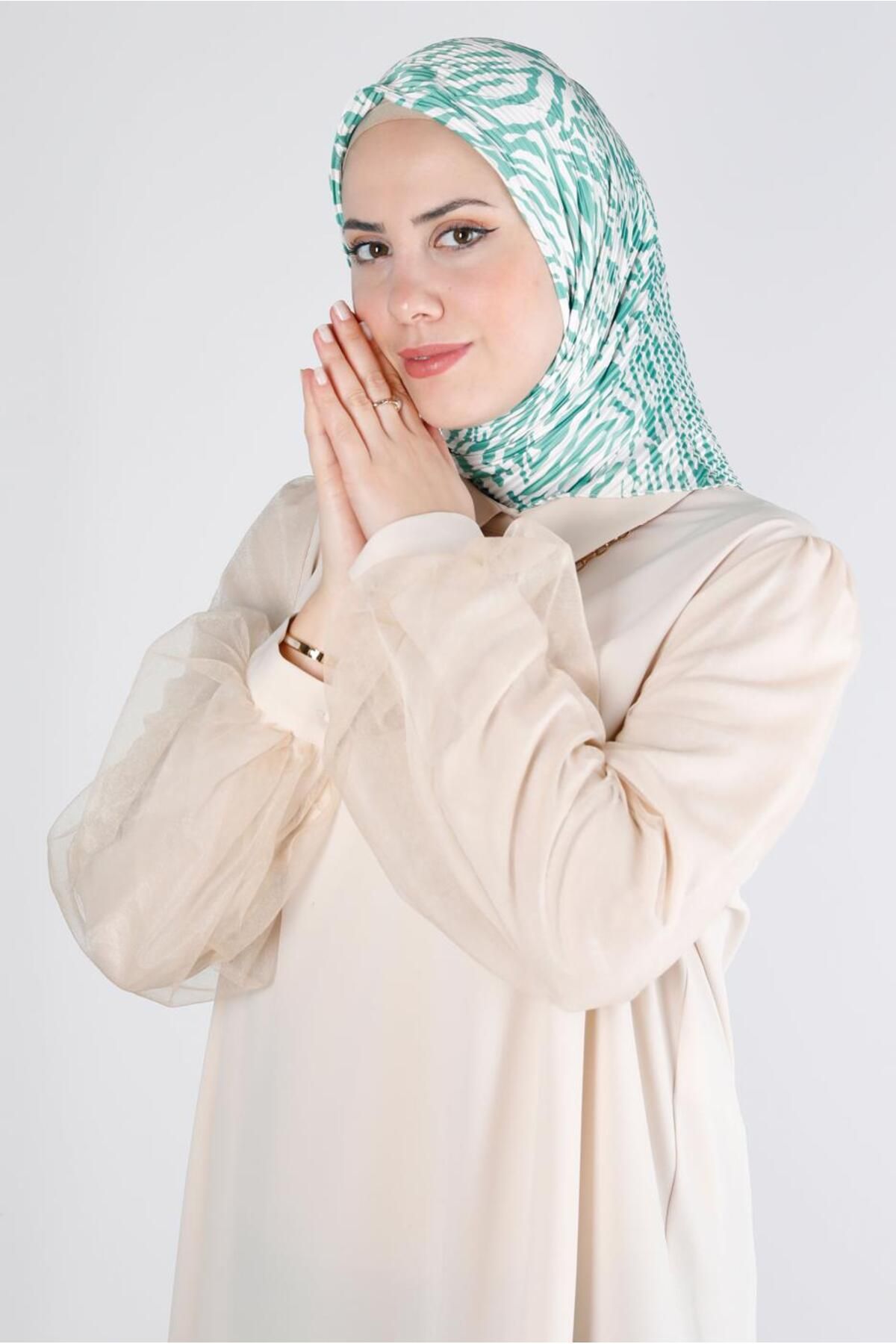Alvina-Zebra Pattern Pleated Scarf 8212 1