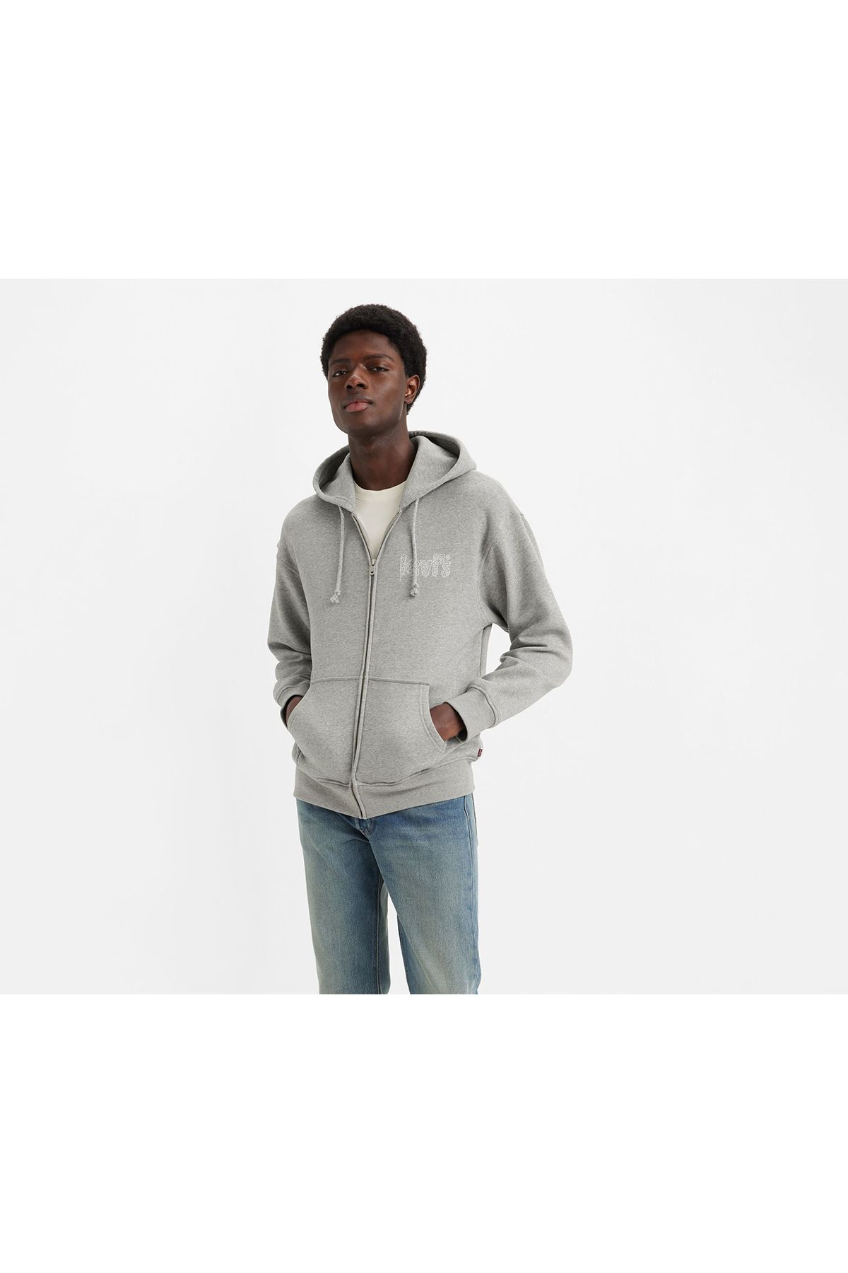 سویشرت خاکستری مردانه کاپشن zip up گرافیکی آرام Levi's