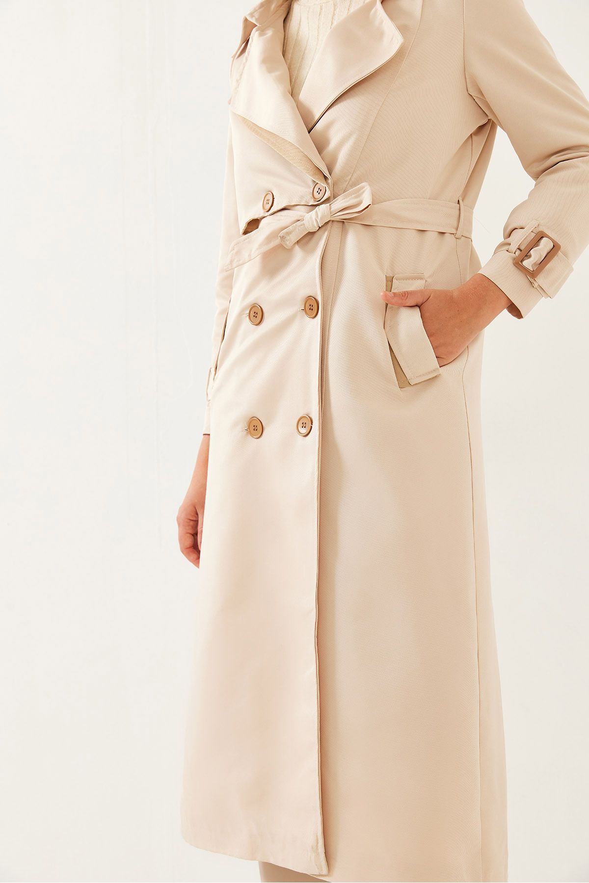 Bianco Lucci-Damen Garni Windjacke Detail Clamshell Trenchcoat 2488 60261003 3