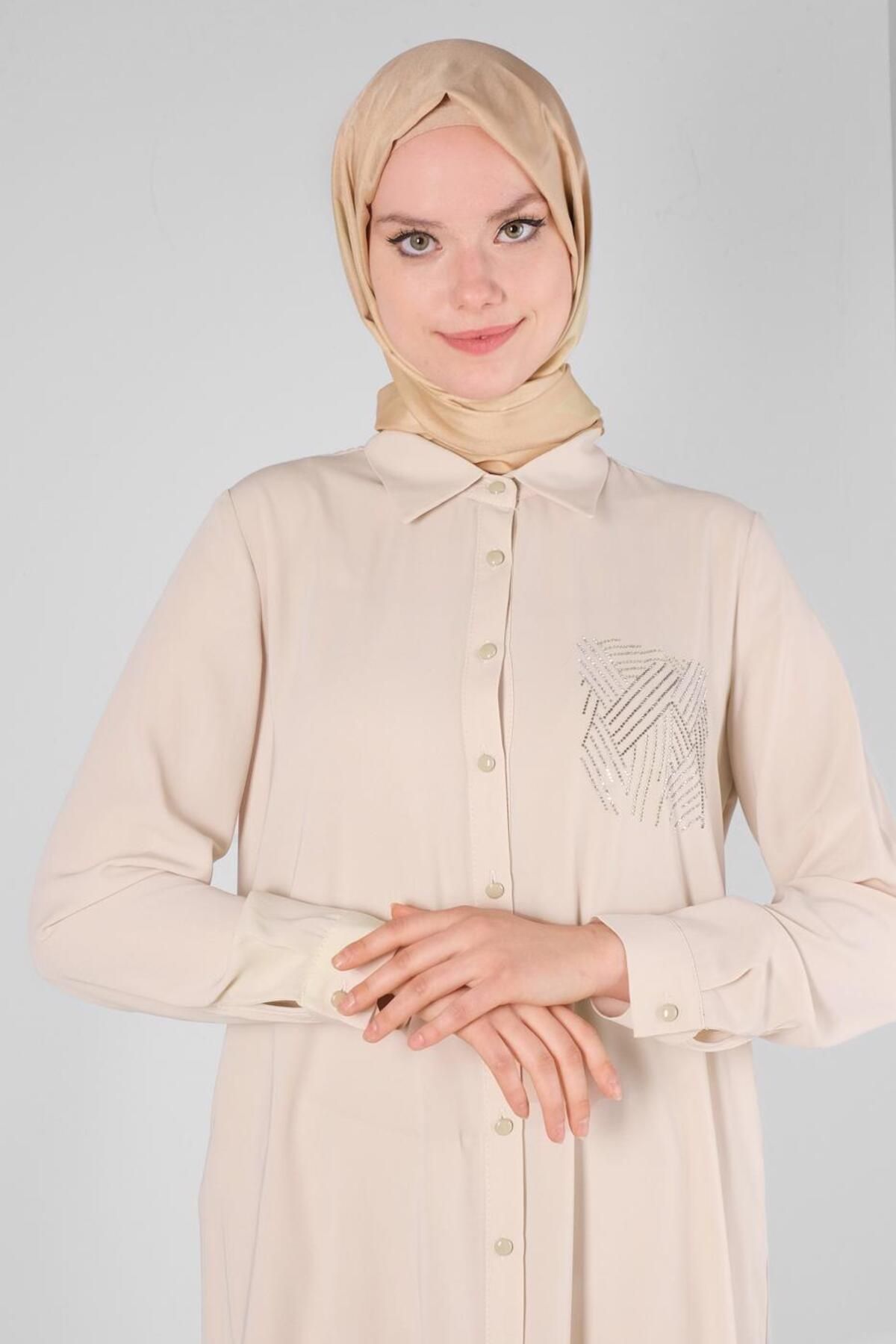 تونیک بلند دکمه ای سنگی 43522 Alvina