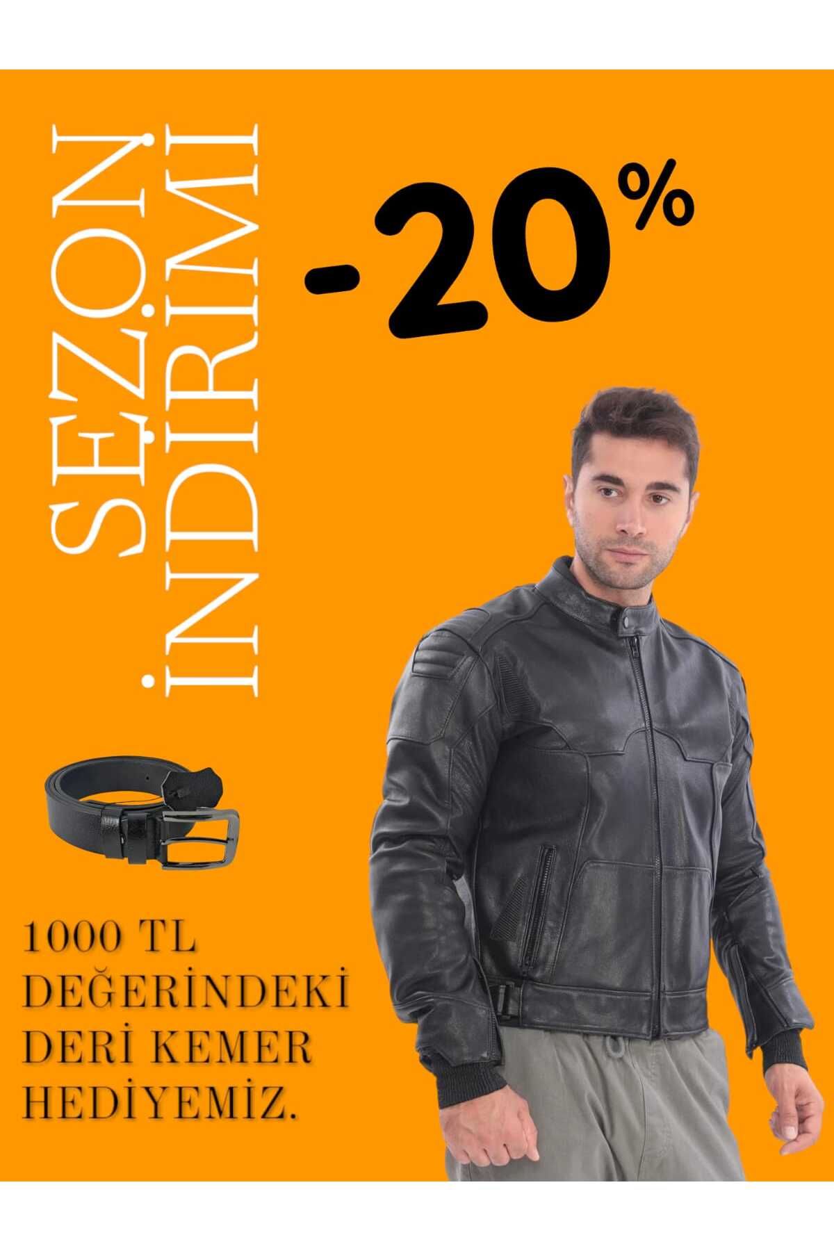 Butik Cm7 Arnold Deri Motorcu Montu Erkek