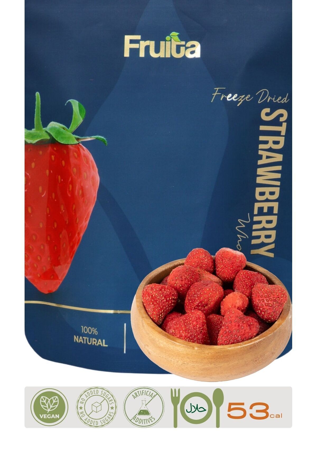 Fruita Bütün Çilek 15 gr Dondurularak Kurutulmuş Gerçek Meyve Sağlıklı Atıştırmalık Freeze Dried