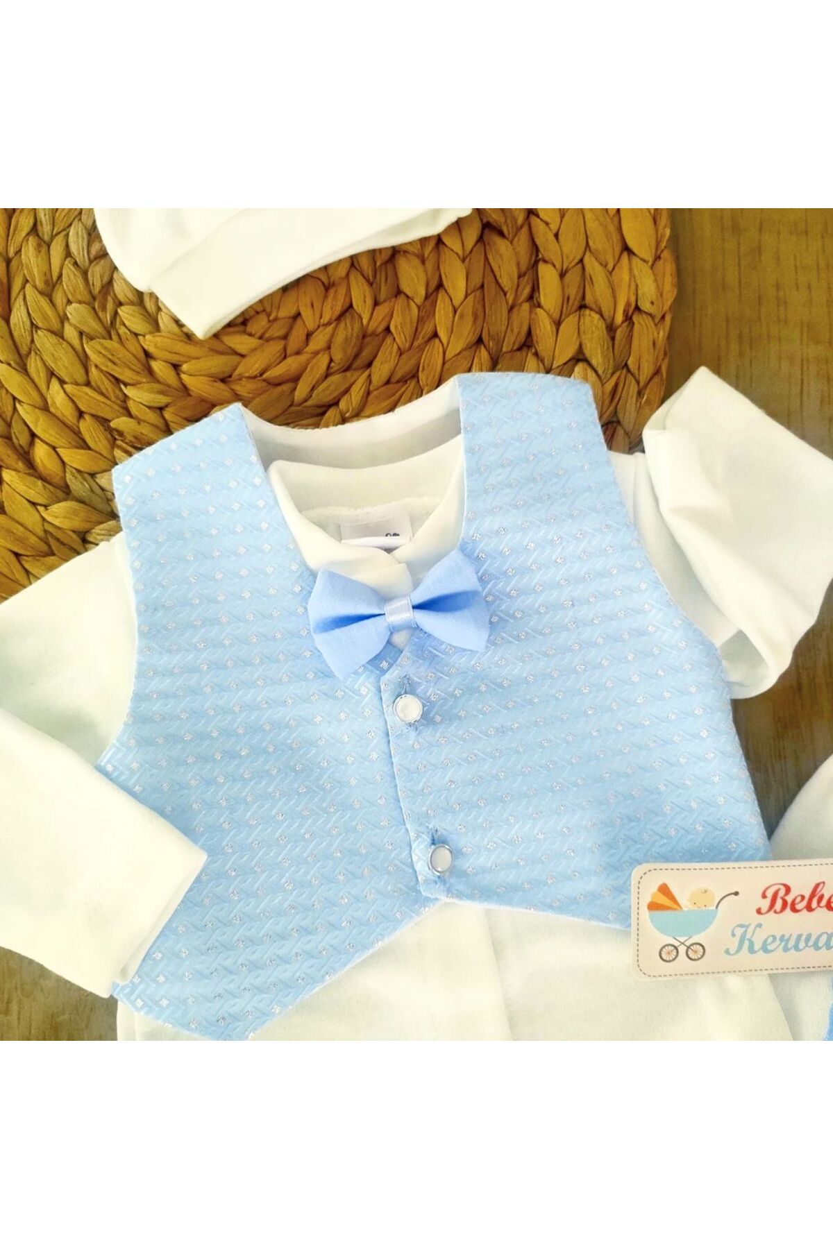 bebe kervanı Erkek Bebek Yelekli Papyonlu Lüx Mevlüt Takımı Özel Gün Seti 0-3 Aylık fotoğrafı 3 (önizleme)