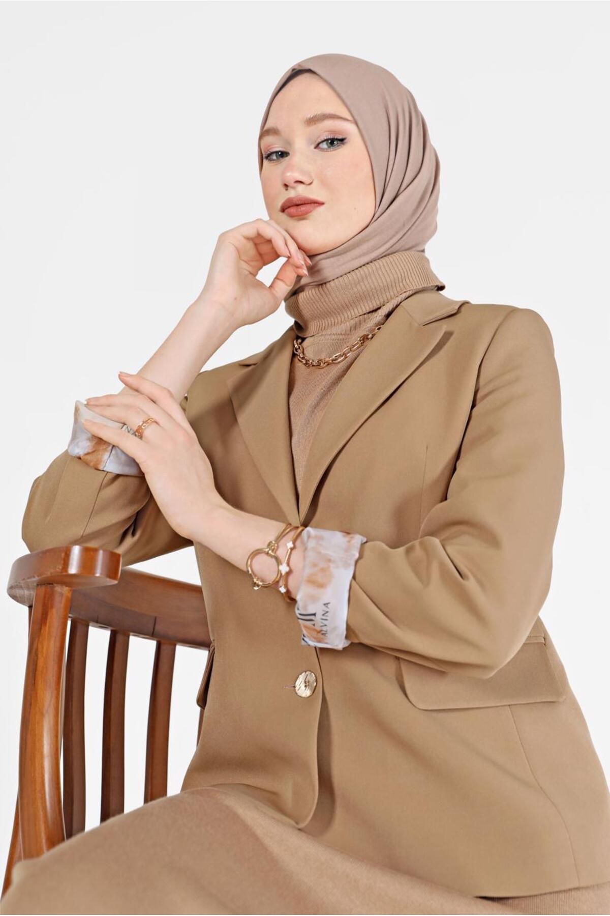 ژاکت یقه کلاسیک آستر چاپی 42235 Alvina