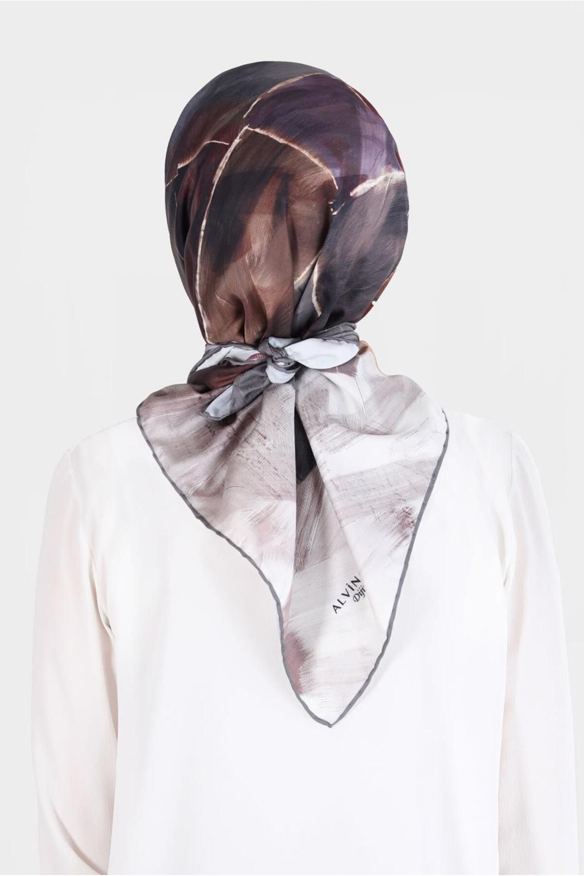 روسری خاکستری دیجیتال TWILL 8094 آلوینا Alvina