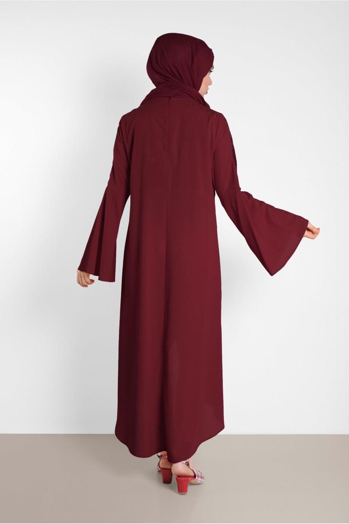 TRENDTESETTÜR-Tunica de dama cu paiete cu volan rosu Claret 4262 3