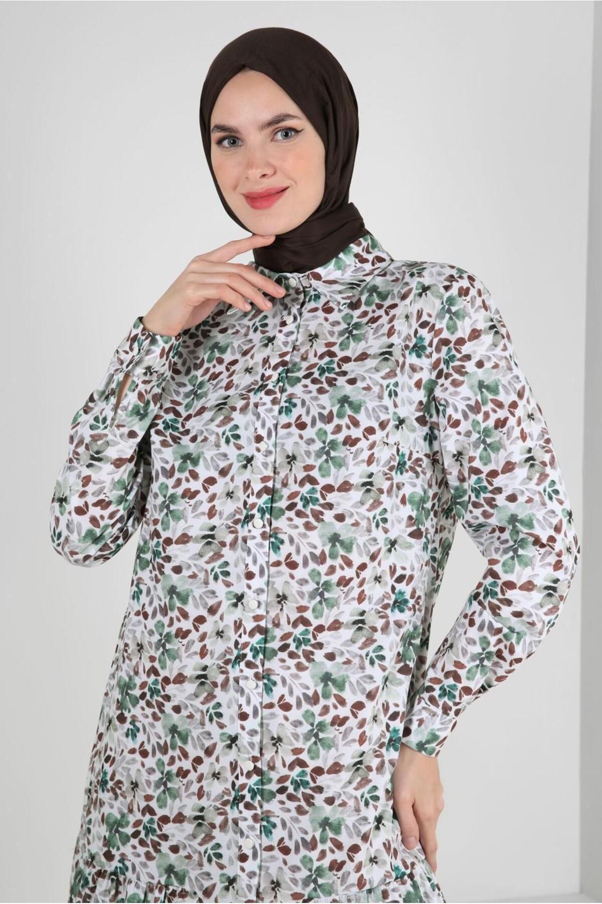 تونیک دکمه دار طرح دار 42904 Alvina