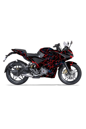 Run Grafik Shop Bajaj Pulsar RS 200 Kırmızı Şimşek Desenli Tam Kaplama Grafik...