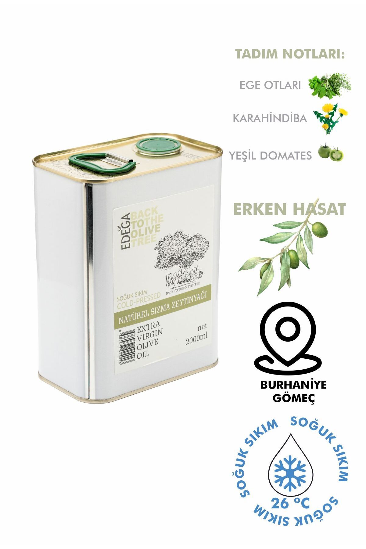 Edega 2 Litre Erken Hasat Soğuk Sıkım Natürel Sızma Zeytinyağı Fiyatı ...