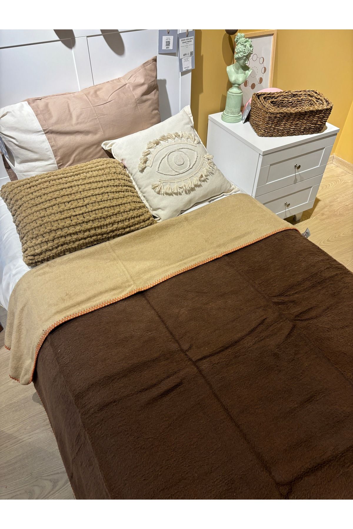Sesli-BohemHouse Pătură cu două fețe, două culori, bumbac simplu, groasă, moale, supradimensionată 1350Gr 150x200 cm 2