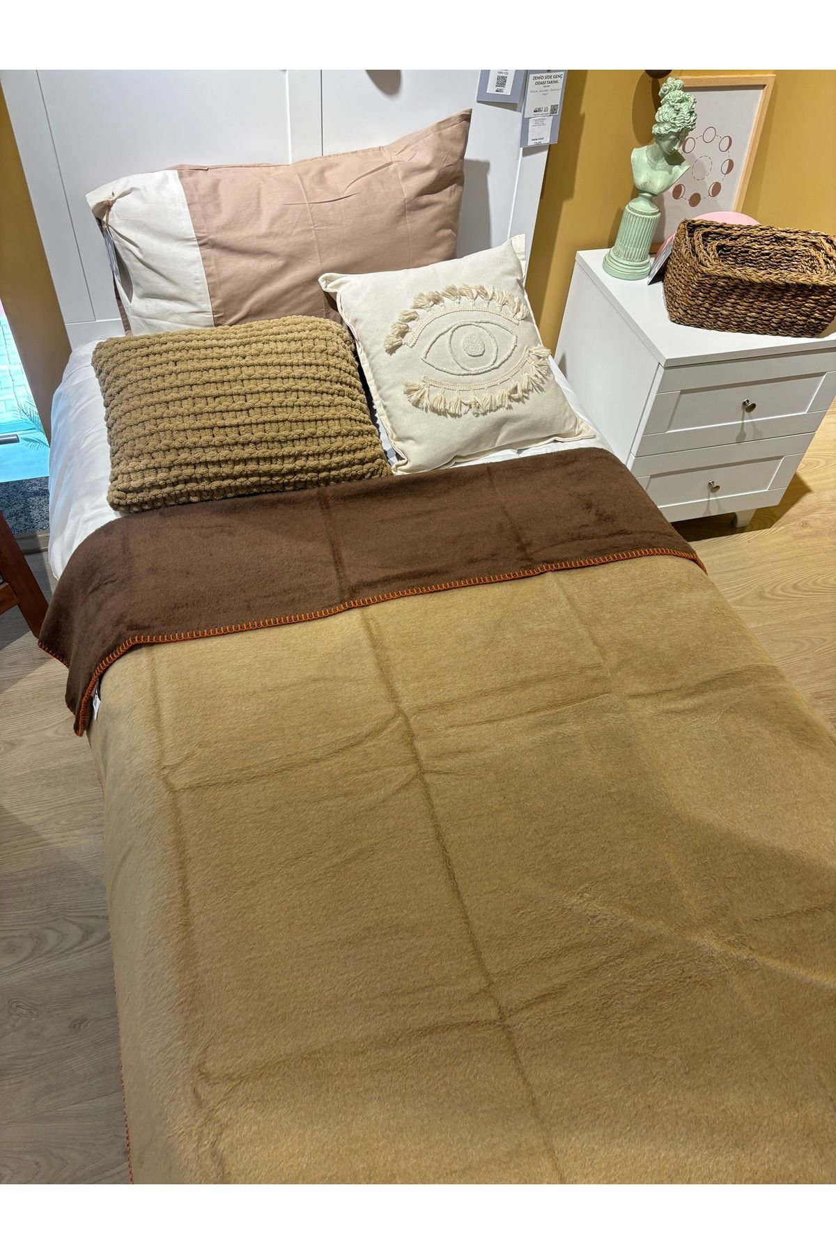 Sesli-BohemHouse Pătură cu două fețe, două culori, bumbac simplu, groasă, moale, supradimensionată 1350Gr 150x200 cm 4