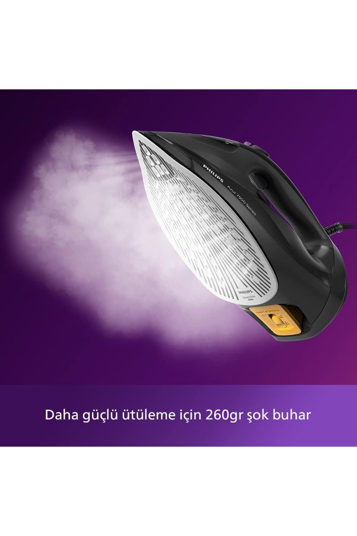 Philips Buharlı Ütü 7500 Serisi Ultimate, 3200W, , 260g Şok Buhar, SteamGlide Elite Taban