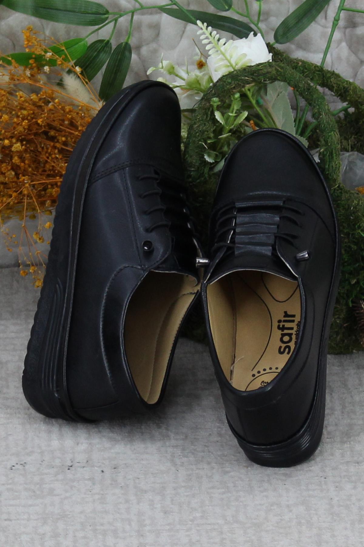 fort  Safir 1212 Siyah Ortopedik Anne Ayakkabısı Klasik Ayakkabı Kadın Günlük Ayakkabı - Görsel 9