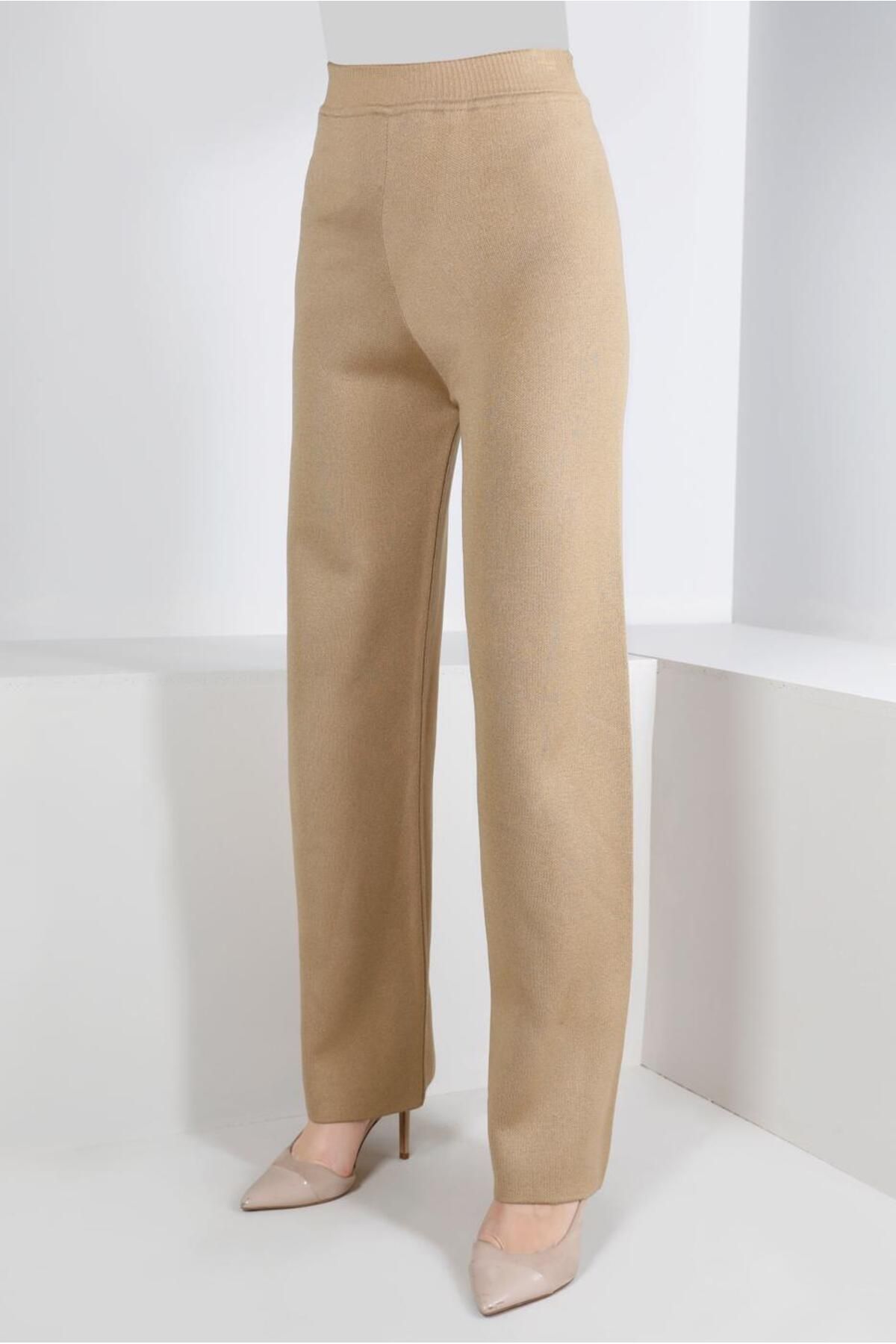 TRENDTESETTÜR-Pantaloni de tricotaj de bază maro (CAMEL) pentru femei 70260 2