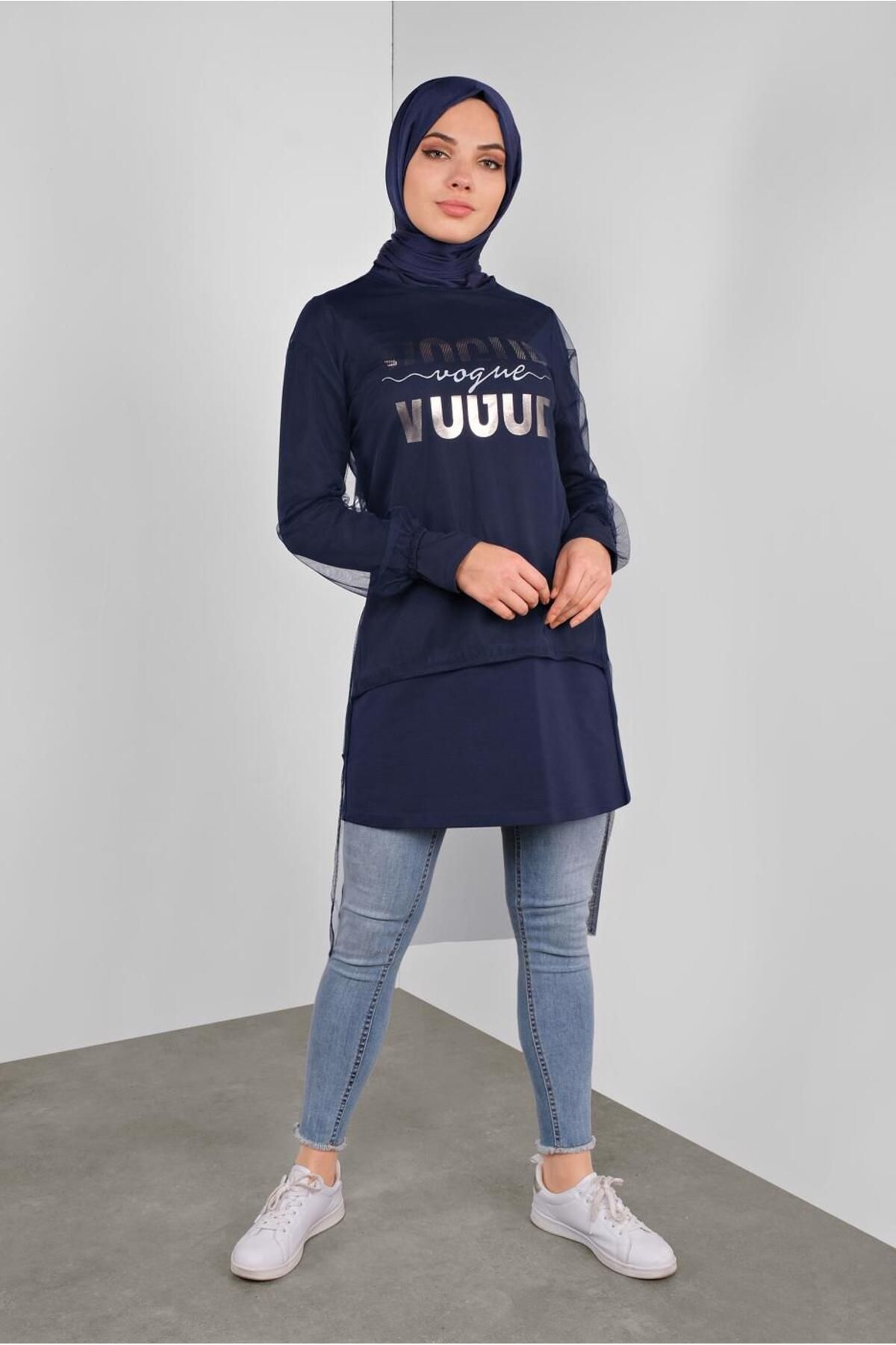 تونیک دو نفره چاپی TULLE TEXT 41239 Alvina