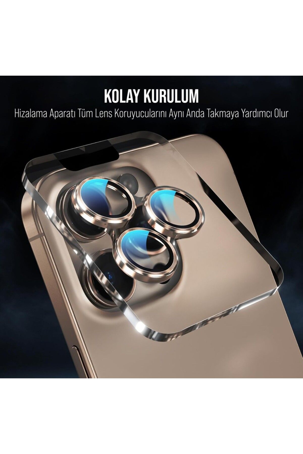 İPhone 16 Pro Max ve 16 Pro Uyumlu Gerçek Safir Lens Koruyucu Çizilmez ve Net Kamera Koruyucu