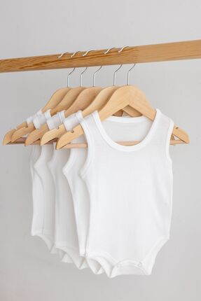 Bebe wini %100 Pamuk 5'li Beyaz Atlet Bebek Zıbın
