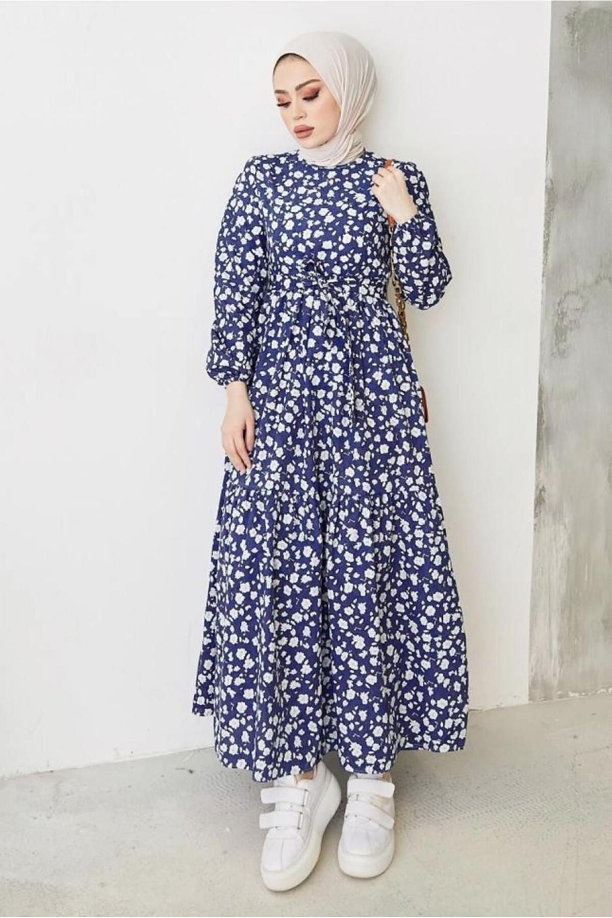 TRENDTESETTÜR-ROCHIE DE FEMEIE ALBASTRĂ CU MOLAN DE FLORI T 004 2