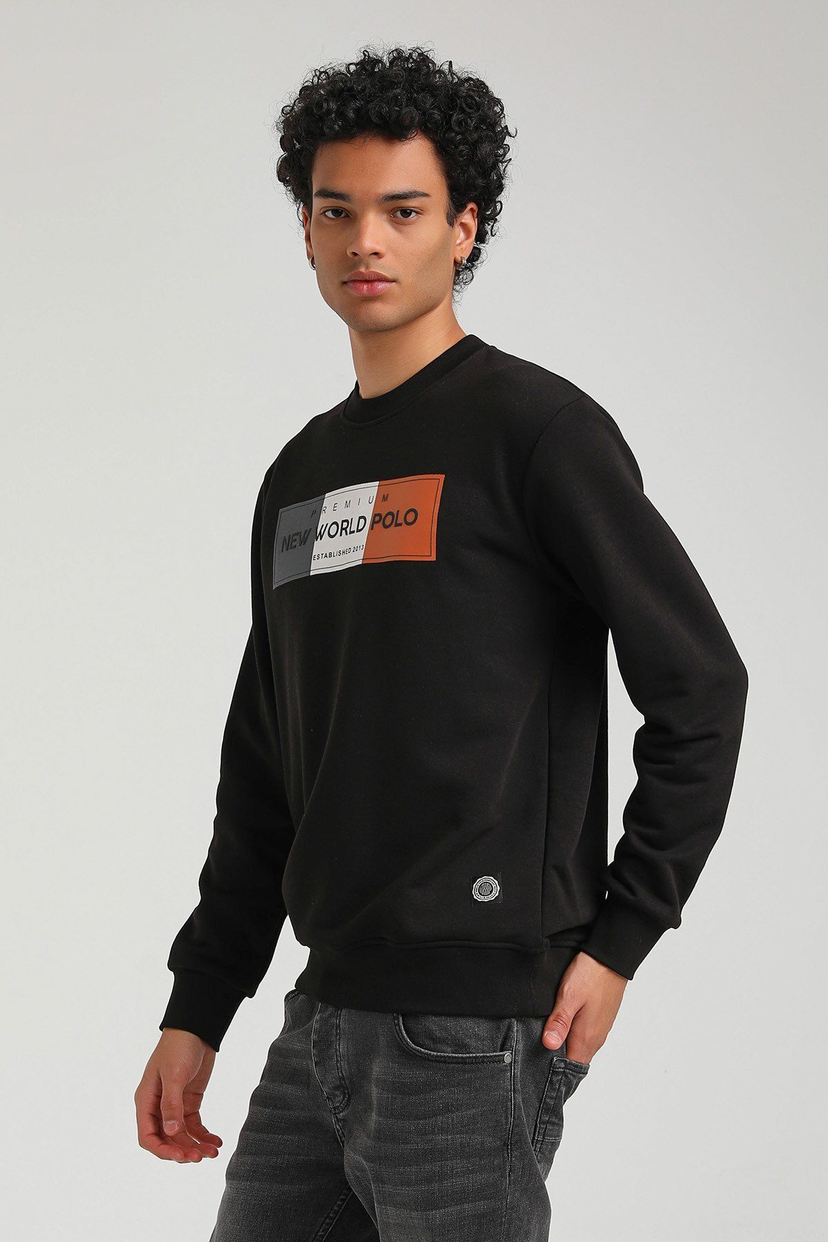 NEW WORLD POLO-Crew Neck Black Slim Fit Sweatshirt 23FWM60155 4